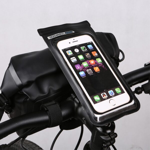 Uchwyt rowerowy na telefon smartfon ROSWHEEL DRY na kierownicę wodoodporny czarny