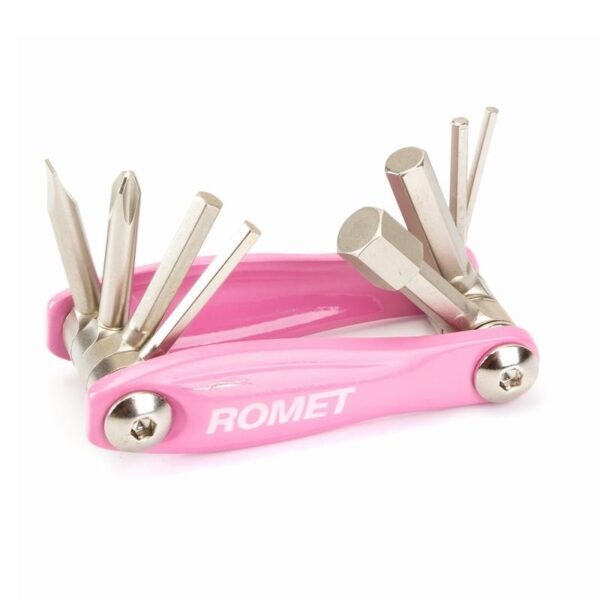 Zestaw kluczy rowerowych Romet 9 funkcji multitool różowy